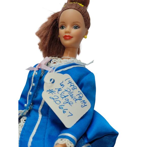 "Barbie Had a Little Lamb" Dress on Pretty in Plaid Midge W/Vintage Lamb Rattle - Picture 8 of 11